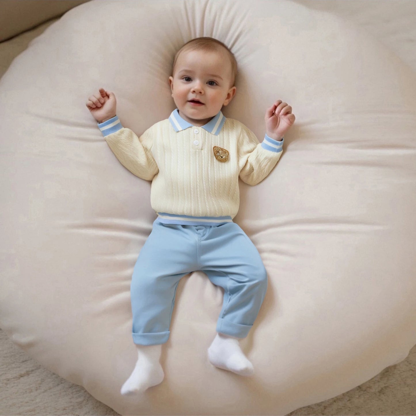 Adorable Cable Knit Polo Outfit Set for Toddlers