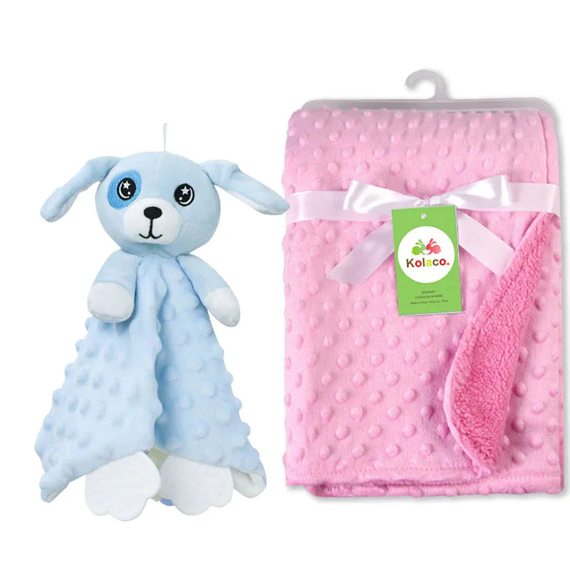 Personalized Baby Blanket Newborn Stroller Sleeping Dolls Custom Blanket With Name Animal Security Towel Gift Set