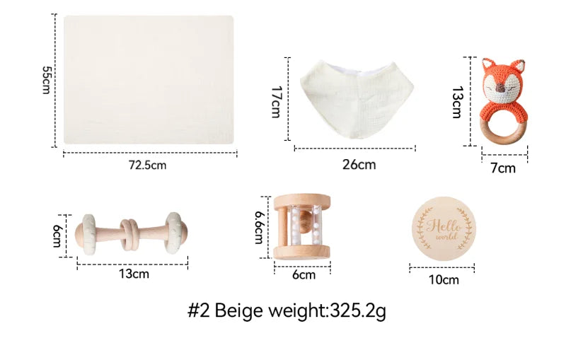 Bathing Set for Newborns Montessori Cotton Towel Toothbrush Cup Socks Rattle Toy Growth Milestone Gift box Photography props