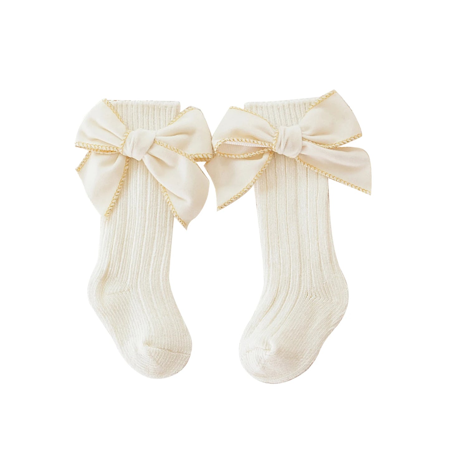 Elegant Baby Girl Socks with Velvet Bows