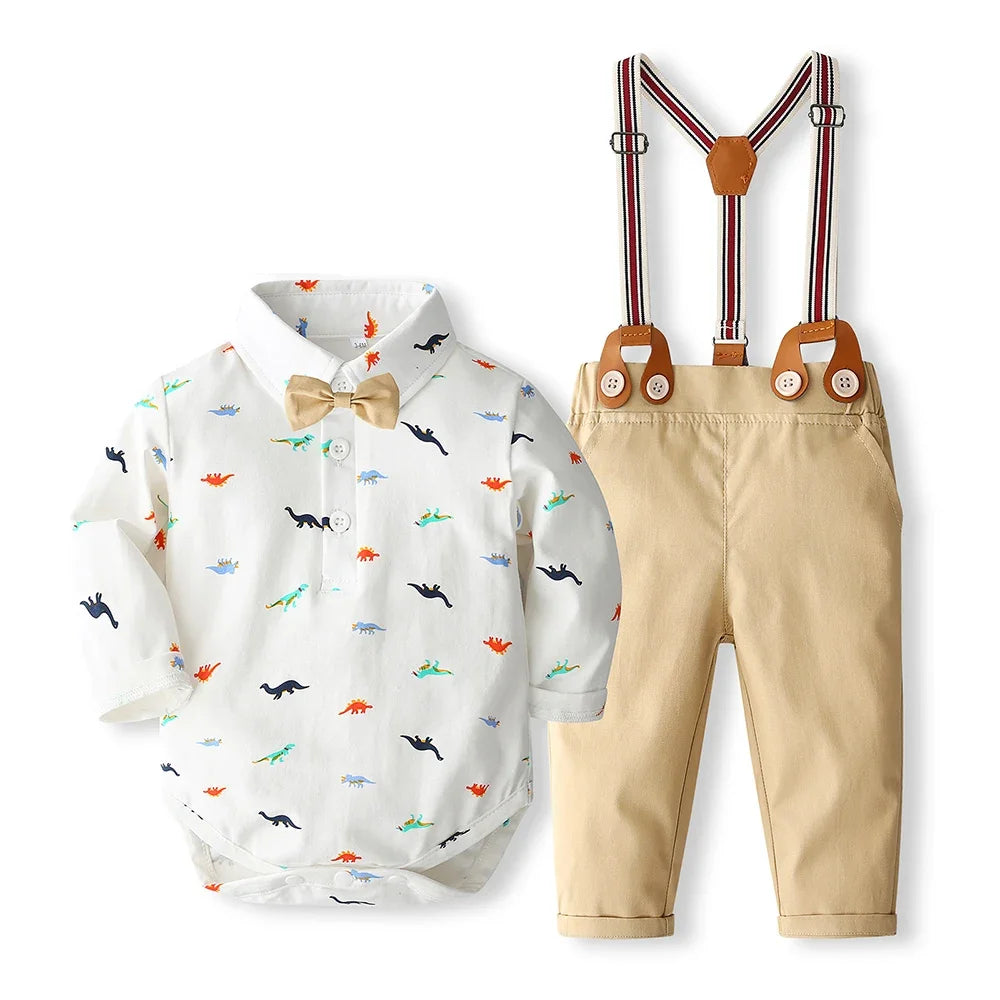 Timelessly styled Little Gentleman Bow Tie Baby Suspender Outfit