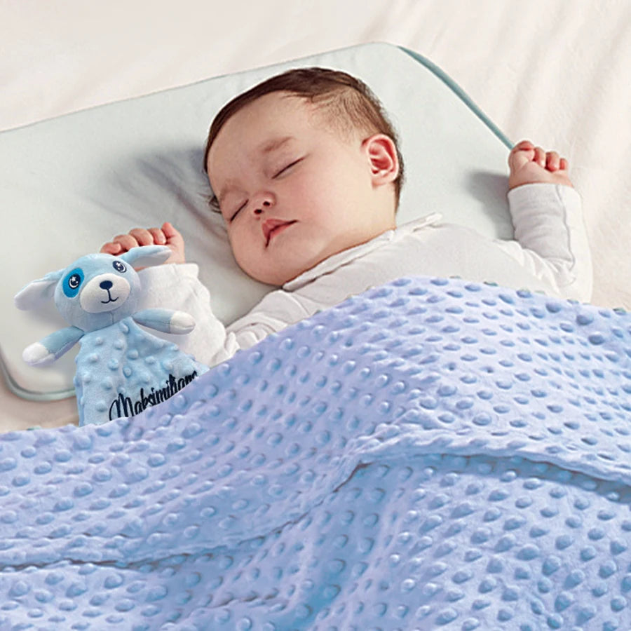 Personalized Baby Blanket Newborn Stroller Sleeping Dolls Custom Blanket With Name Animal Security Towel Gift Set