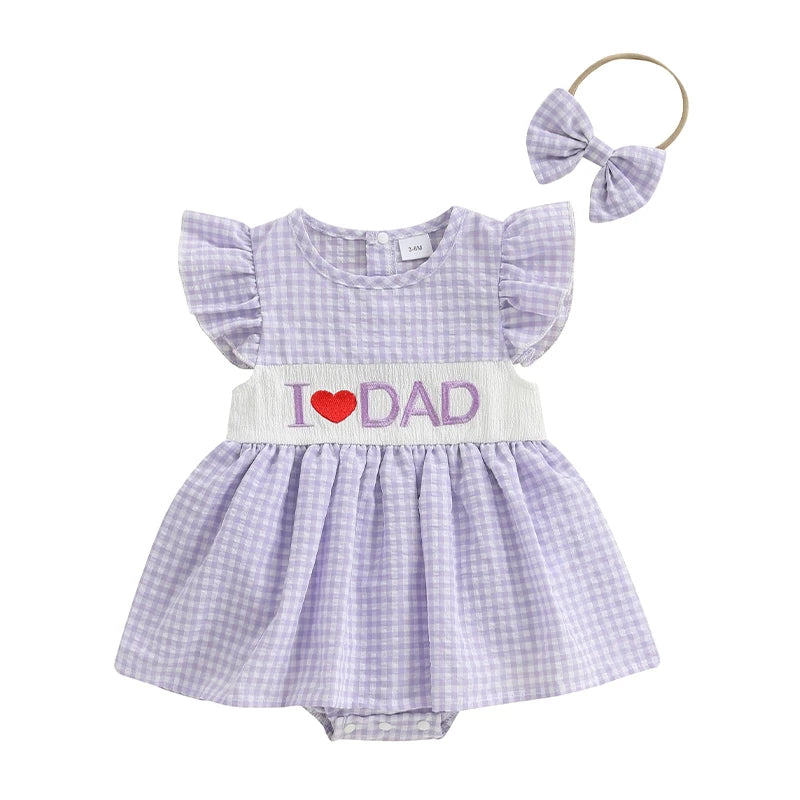I Heart Dad Gingham Set — Romper &  Headband