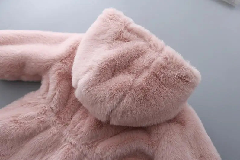 Charming Pink Faux Fur Coat for Girls