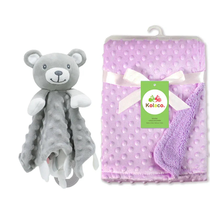 Personalized Baby Blanket Newborn Stroller Sleeping Dolls Custom Blanket With Name Animal Security Towel Gift Set