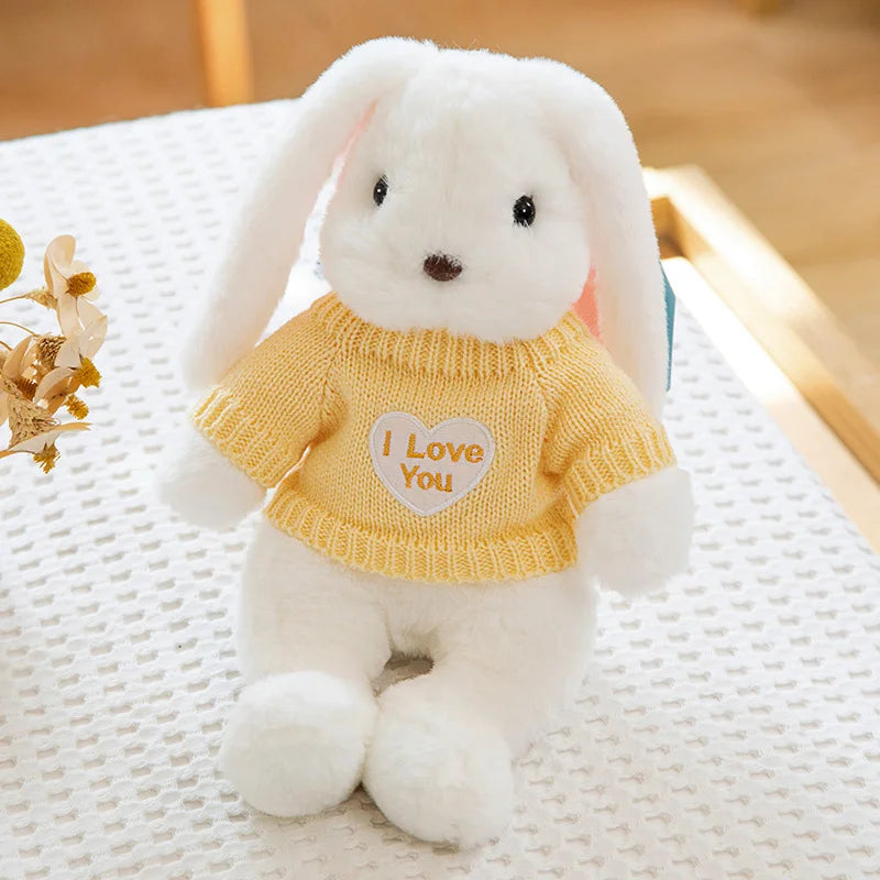 Plush Bunny Dolls with Knitted Sweaters – Assorted Colors