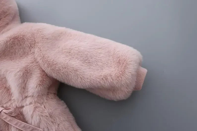Charming Pink Faux Fur Coat for Girls