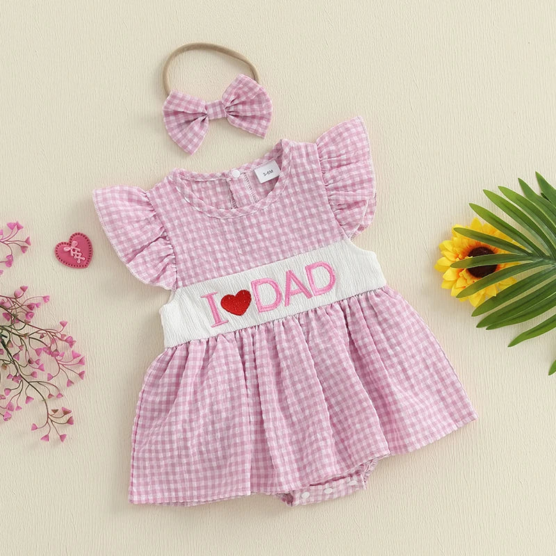 I Heart Dad Gingham Set — Romper &  Headband