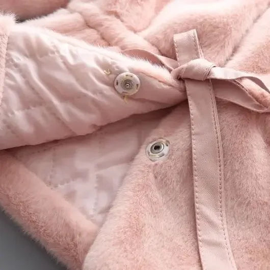 Charming Pink Faux Fur Coat for Girls