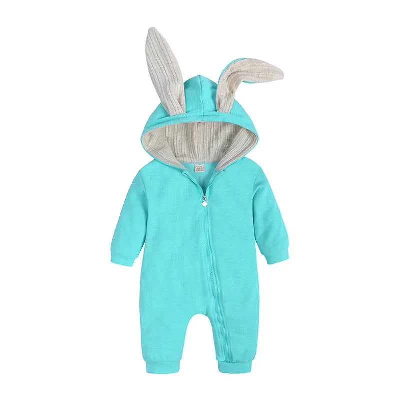 Bunny Ear Hooded Baby Jumpsuit Set
