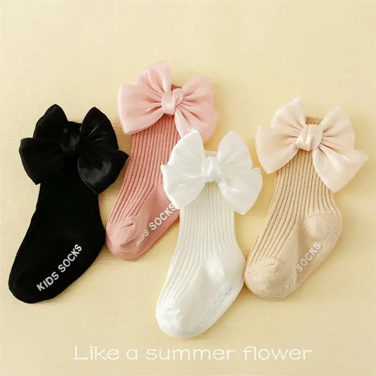 Princess Bow Ribbed Baby Socks