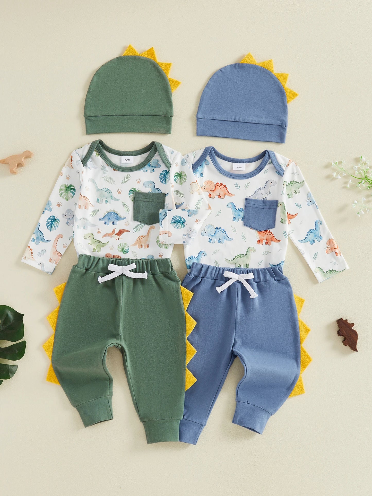 Dinosaur Print Pants Hat Sets Boy Fall Sleeve Dinosaur Outfits Long Sleeve Outfits Long Baby Baby Boy Fall