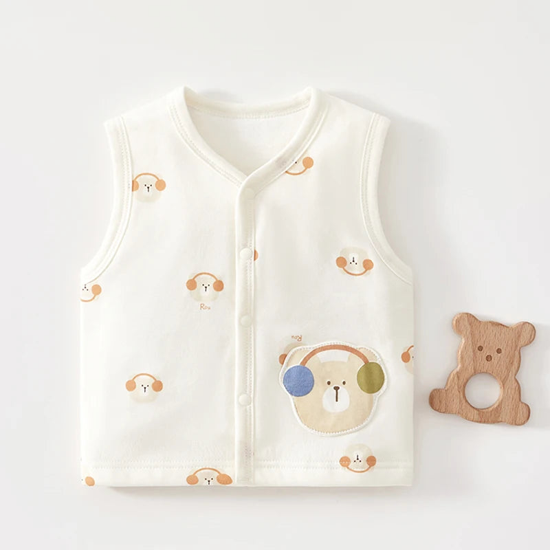 Baby Cotton Padded Vest Autumn And Winter 3-8 Months Baby Pure Cotton Outer Vest Newborn Shoulder Jacket