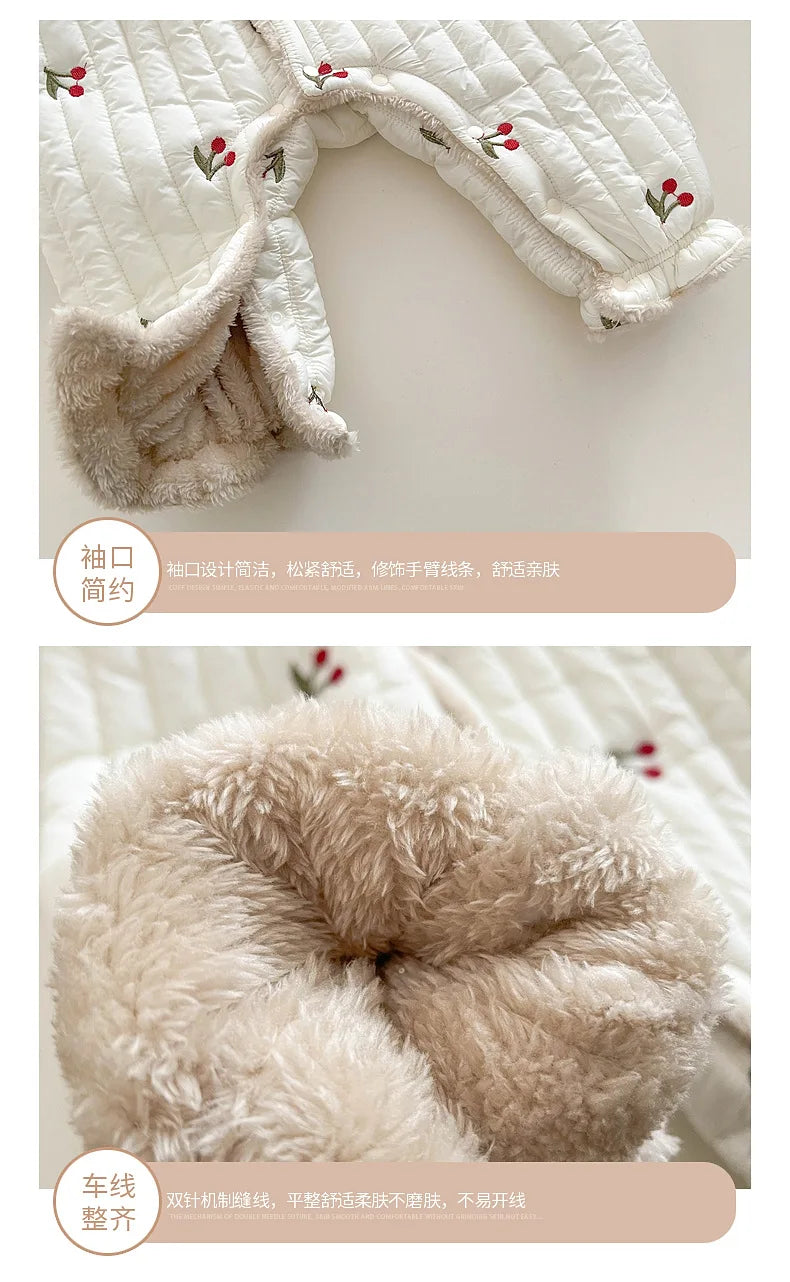 Baby Clothes Autumn and Winter Cotton and Velvet Thickened Vest Cute Baby Girl's Warm Climbing Clothes for Going Out in Winter