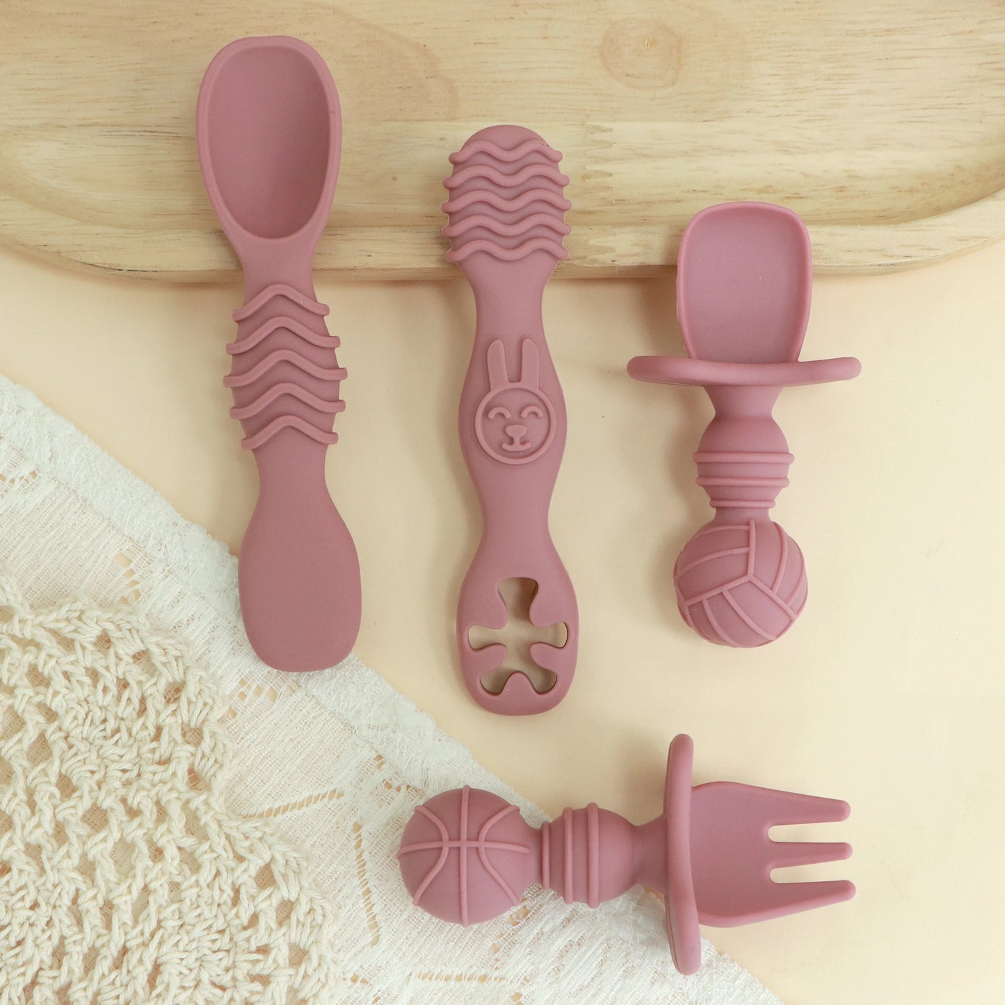 Fashion New 4-Pack Silicone Toddler Spoon Cutlery