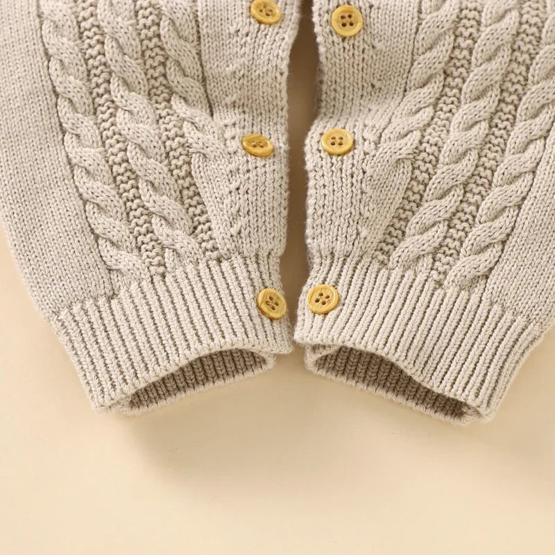 Baby Knitted Hooded Romper 0-18m