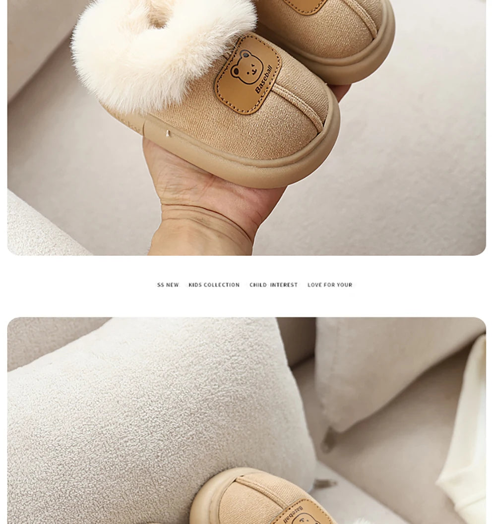 Cute Cartoon Winter Boots For Children Boy's Girl's Plush Boots Thick Warm Velvet Faux Fur Snow Boots For Toddler Kid's Boots