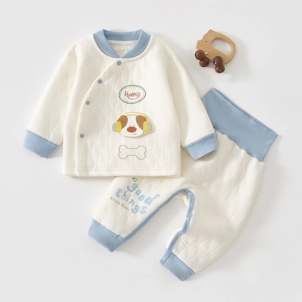 AYNIGIELL Autumn Baby Clothing Set Cartoon Dog Long Sleeved Shirt Long Pants 2-piece Set Newborn Pure Cotton Warm Pajamas