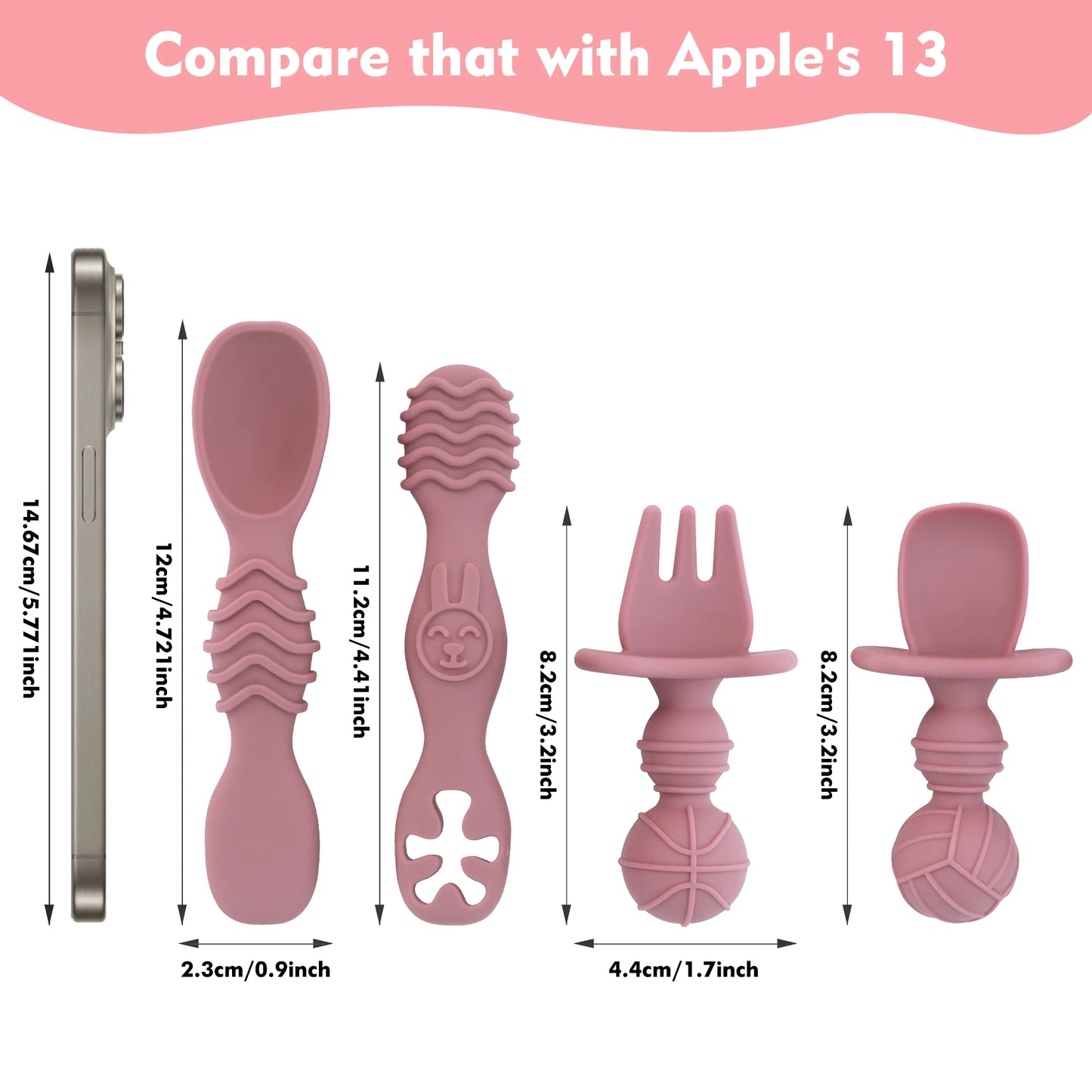 Fashion New 4-Pack Silicone Toddler Spoon Cutlery
