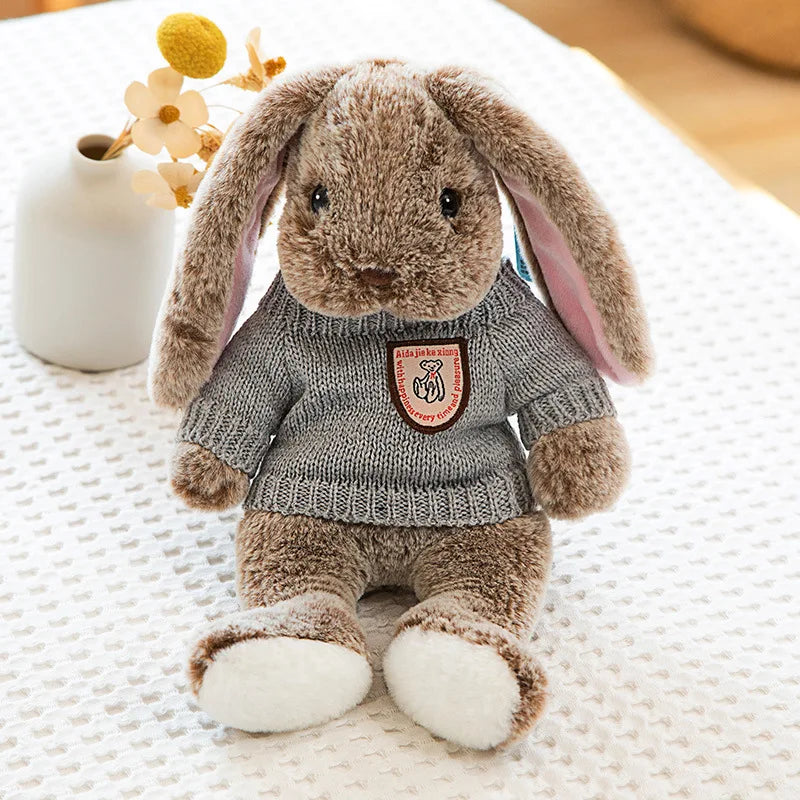 Plush Bunny Dolls with Knitted Sweaters – Assorted Colors