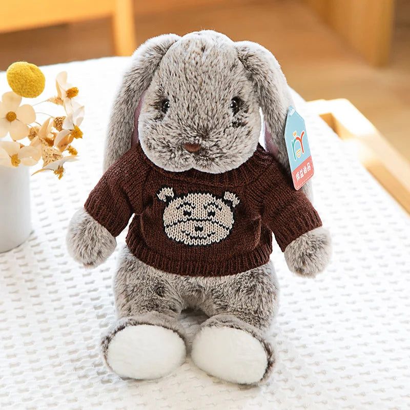 Plush Bunny Dolls with Knitted Sweaters – Assorted Colors