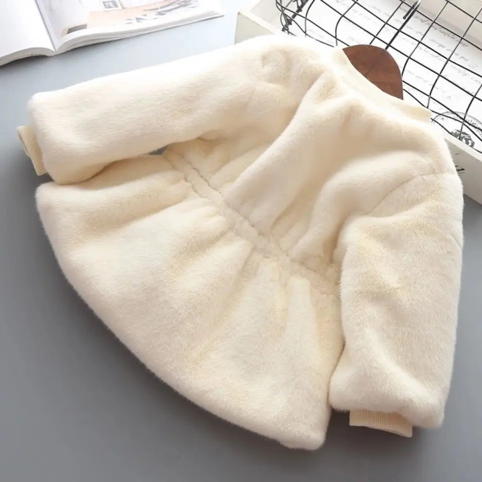 Charming Pink Faux Fur Coat for Girls