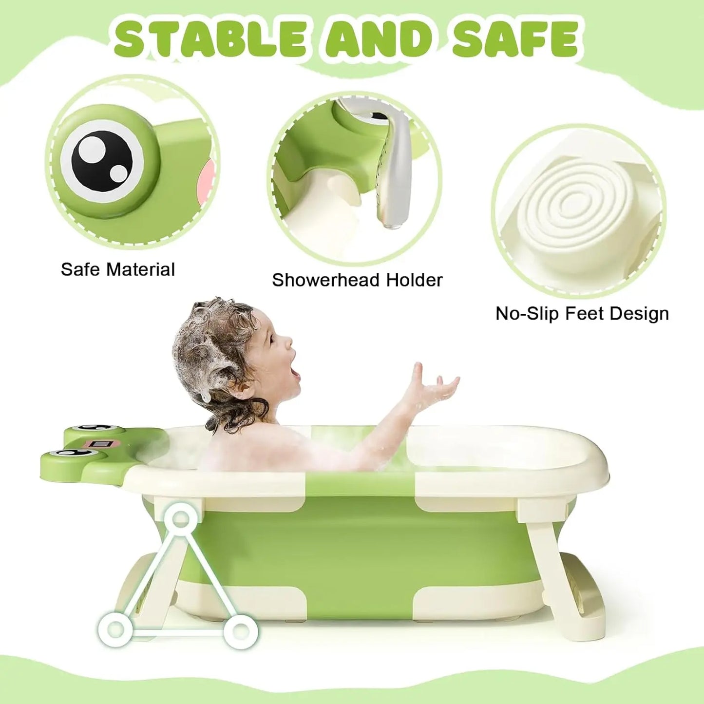 Cute Frog Design Foldable Baby Bathtub