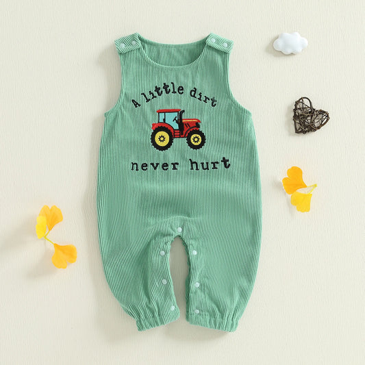 A Little Dirt Never Hurt Ribbed Tractor Romper