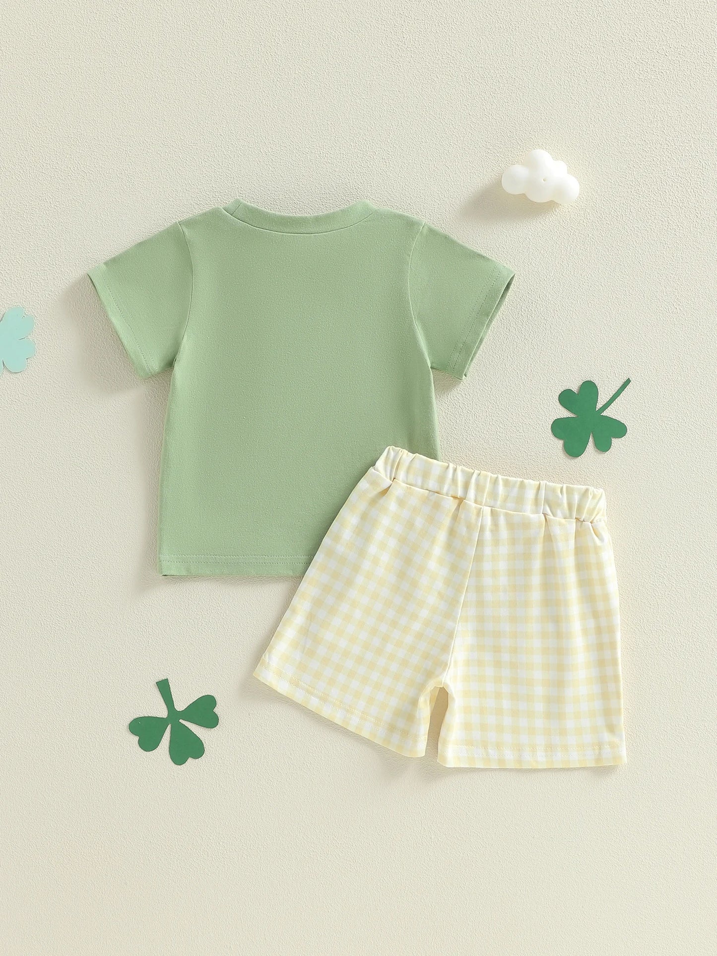 Tractor T Shirt and Gingham Shorts Baby Outfit Set