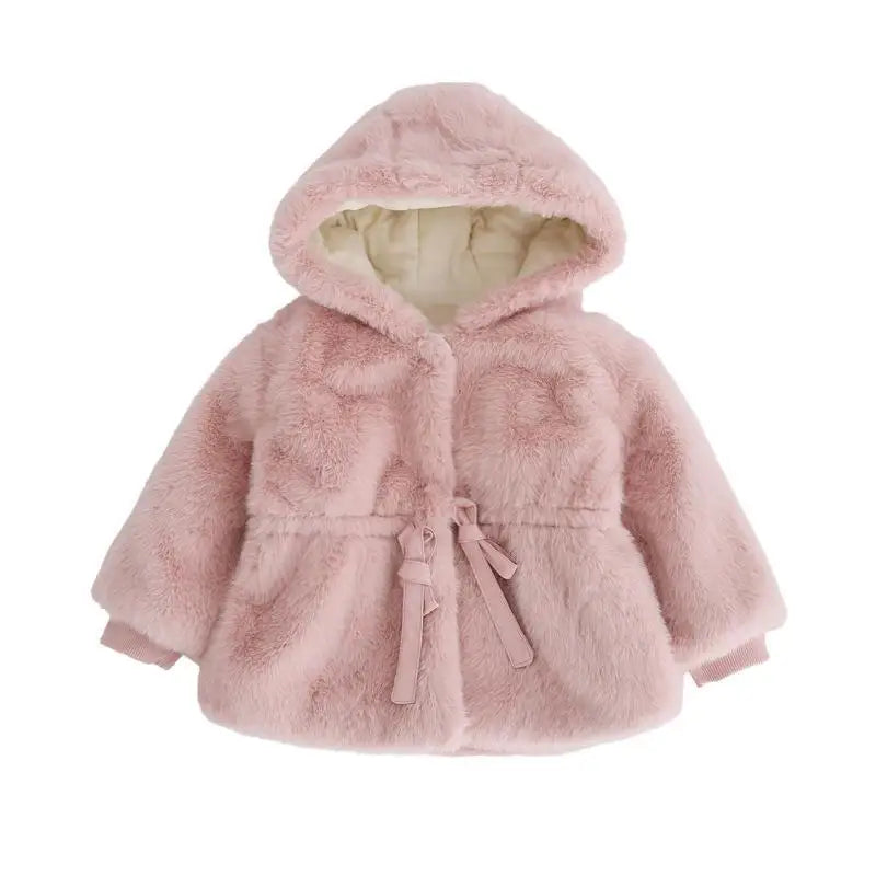 Charming Pink Faux Fur Coat for Girls