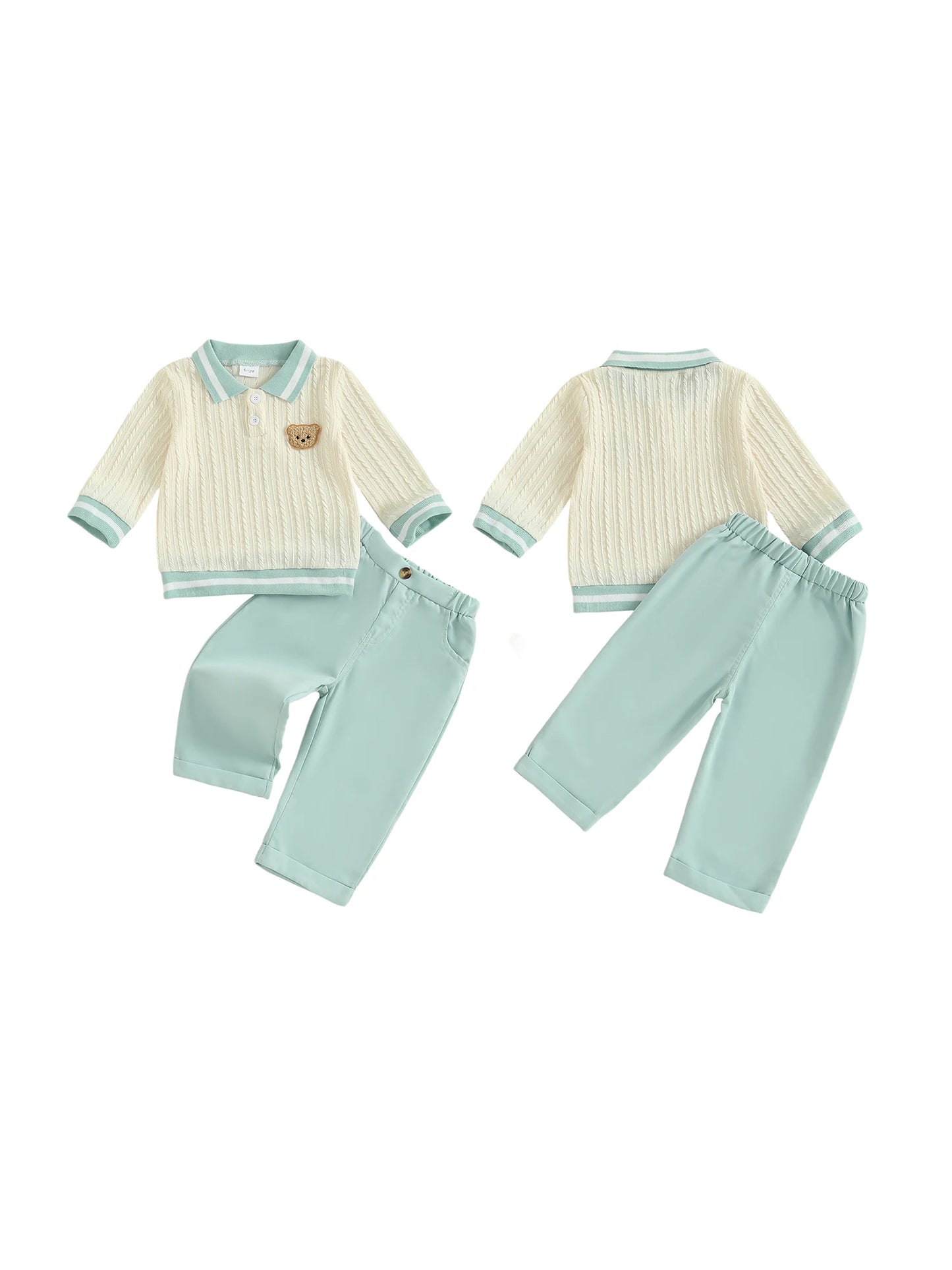 Adorable Cable Knit Polo Outfit Set for Toddlers