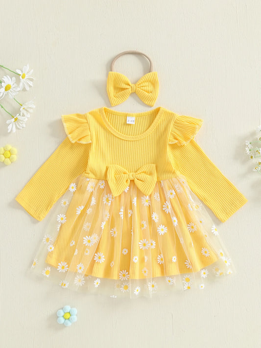 Golden Daisy Flutter Dress