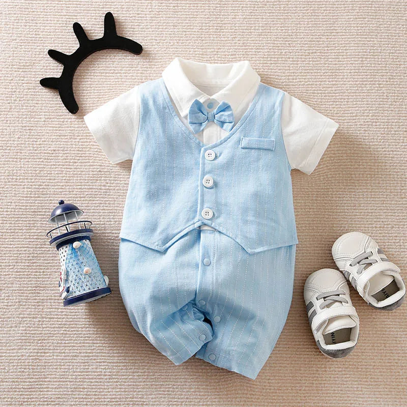 Charming Baby Boy Formal Romper Onsie - Perfect for Special Occasions!