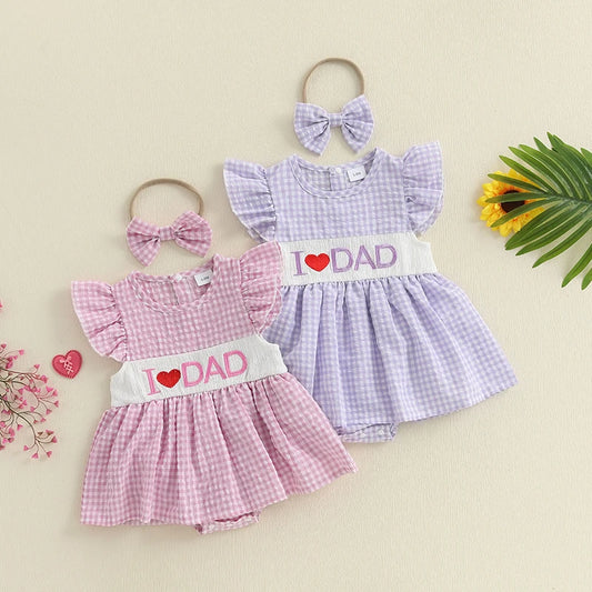 I Heart Dad Gingham Set — Romper &  Headband