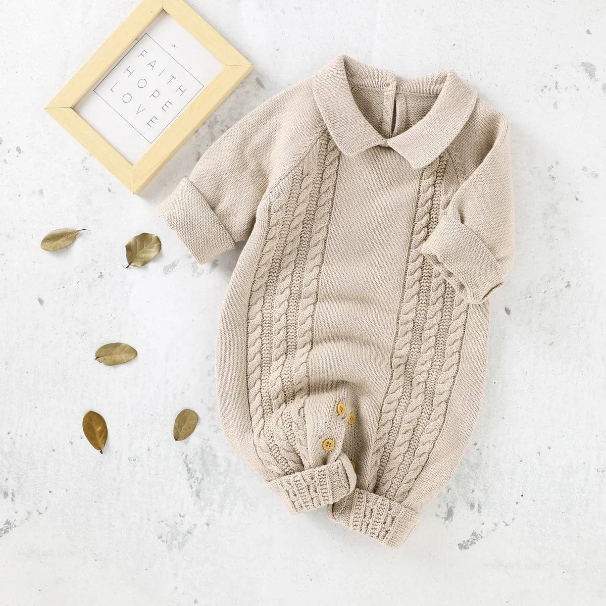 Baby Knitted Hooded Romper 0-18m